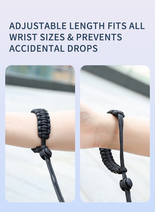 Camera Wrist Strap for DJI Osmo Pocket 3 & Insta360 X5/X4, Paracord Hand Strap with 1/4 Quick Release Screw, Anti-Drop Lanyard Accessory for Vlog & Travel, Black - Image 3